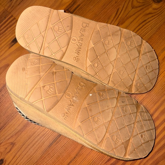 BearPaw Tan Suede Slippers with Black and White Trim - Picture 4 of 5